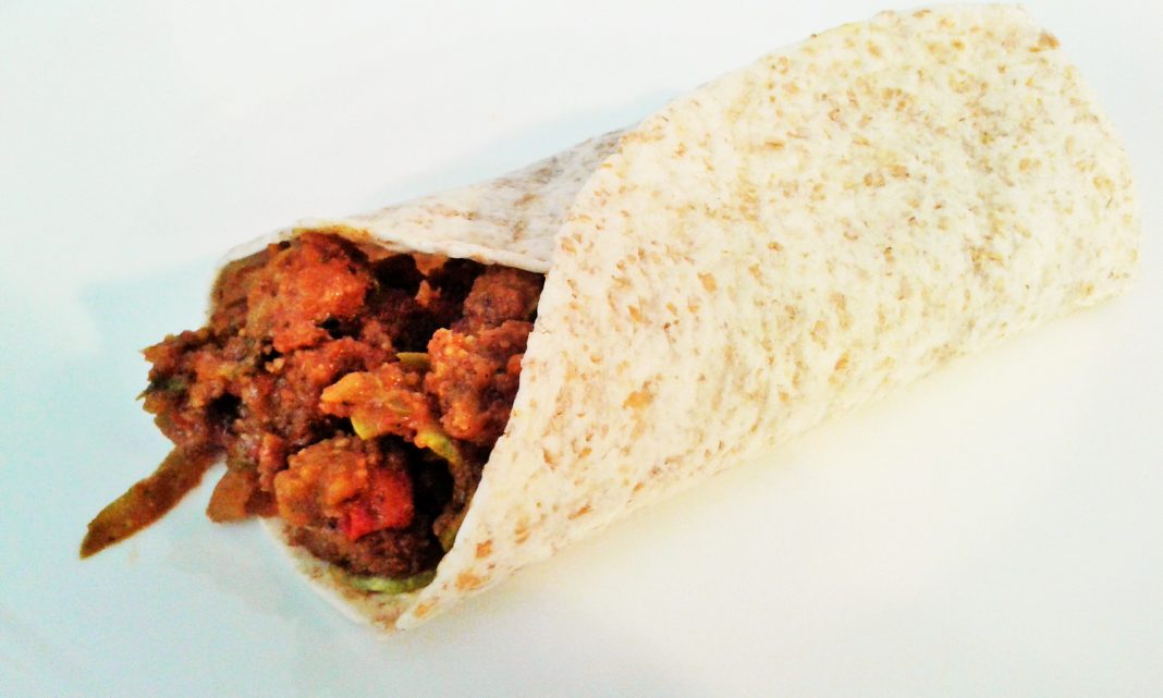 Fajitas de carne y verduras para deportistas